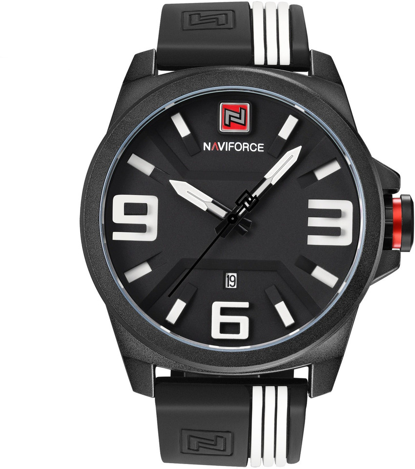 NAVIFORCE Analog Watch For Men Buy NAVIFORCE Analog Watch For Men 9098 Black White Waterproof Silicone Strap Online at Best Prices in India Flipkart