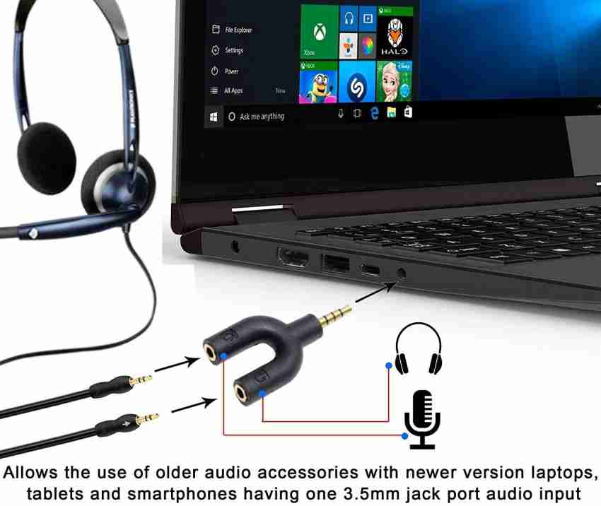 Audio jack to headphone and online microphone