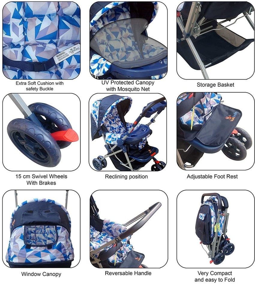 sunbaby Baby Stroller Pram for 0 to 3 Years, New Born,Toddler,Kid -blue  white Stroller - Buy Stroller in India