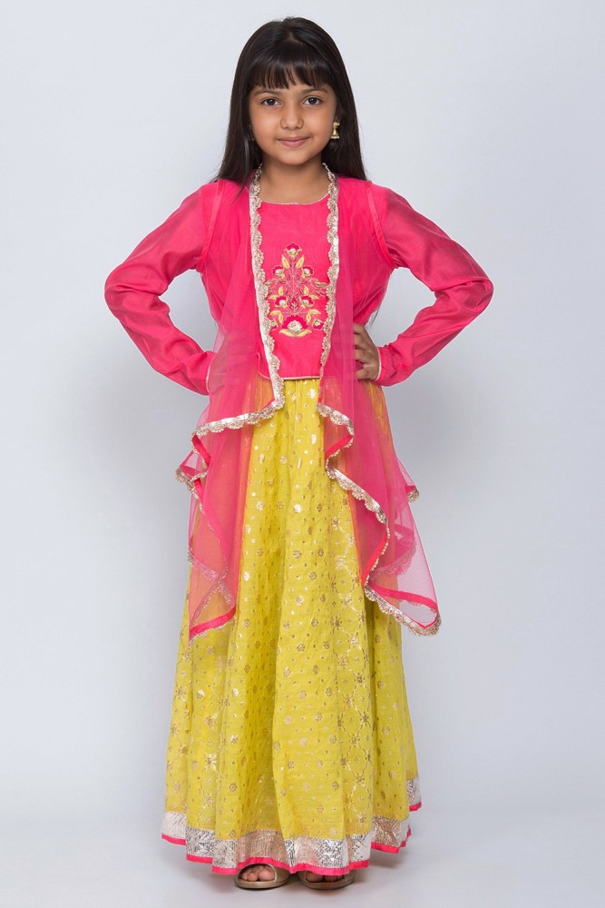 Buy BIBA Pink Printed Collar Neck Polyester Women's Lehenga Choli Set |  Shoppers Stop