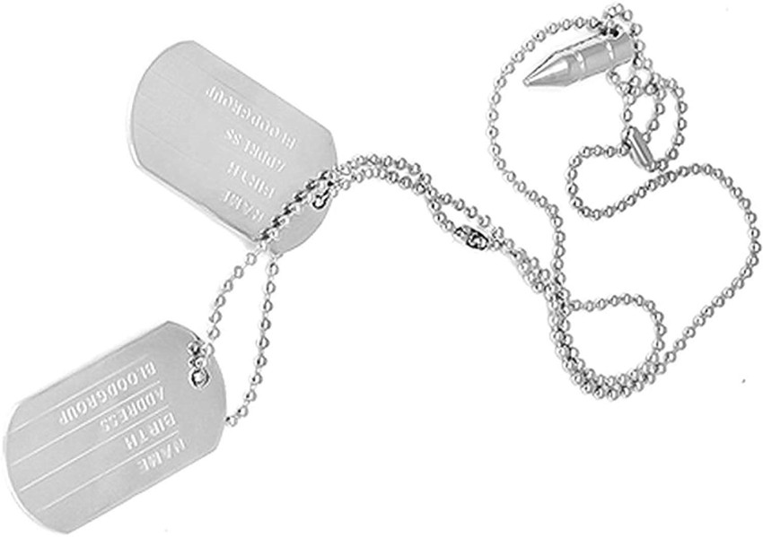 Military Army Dog Tag Men's Pendant Necklace Braided Charm Vintage w Black  Cord