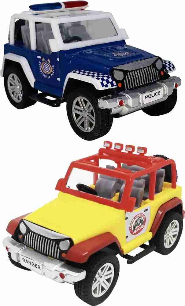 Giftary Pack Of 2 Small Size Made From Plastic Ranger Police Jeep