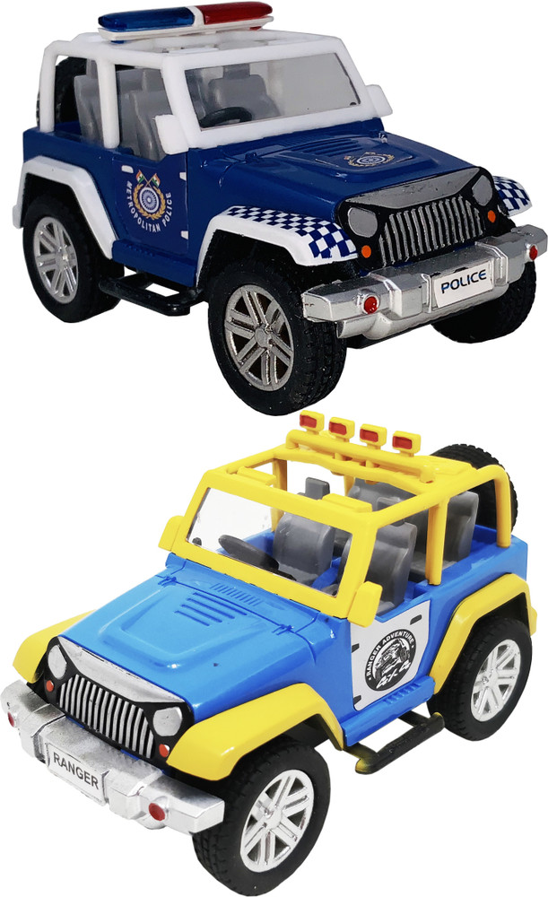 Giftary Pack Of 2 Small Size Made Of Plastic Indian Police Jeep