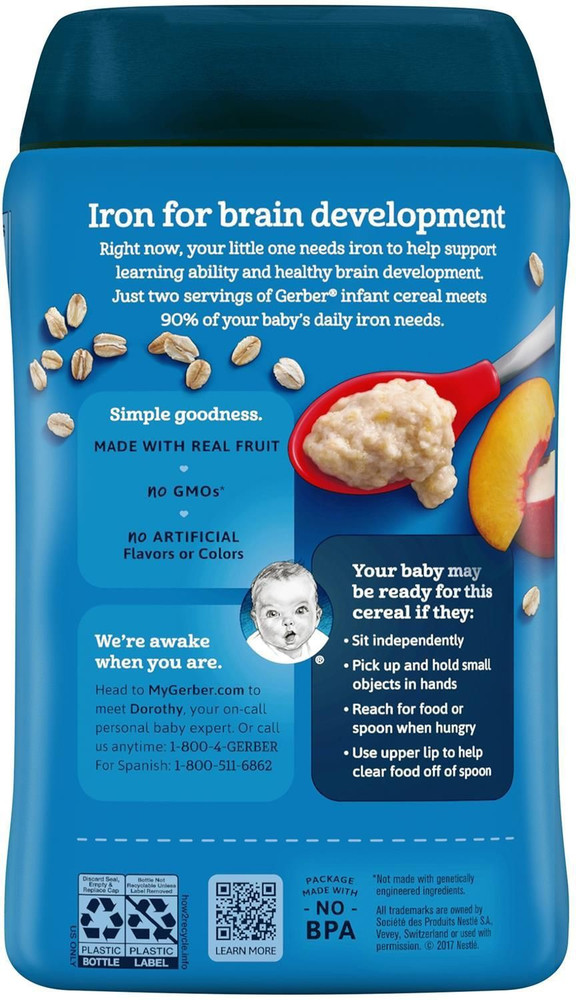 Gerber oatmeal & outlet peach apple cereal