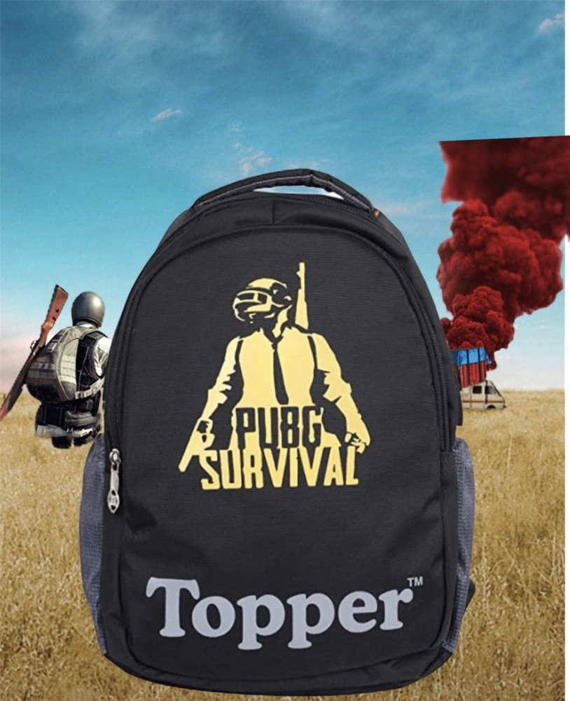 Topper Black Pubg Survival 28 ltrs Casual Rain cover Backpack School Bag College Bag Laptop Bag For Boys Girls Men Women 28 L Laptop Backpack Black Price in India Flipkart