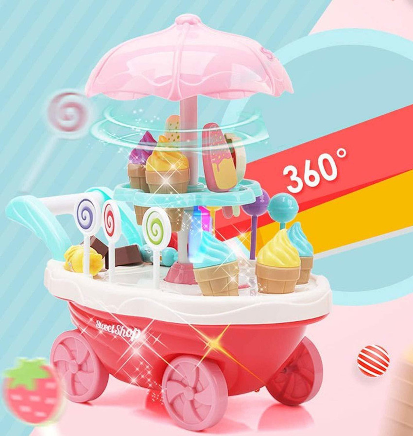 TradVision 30pcs Mini Sweet Cart Pretend Play Ice Cream Sweet Shop