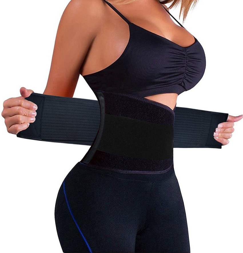 LEOPAX Black Waist Stomach Belt Shaper Fitness Belt Yoga Wrap Hot Belt  Unisex Weight Loss Back Pain Gym Running Travel Tummy Workout Belt Medium  Waist Size :- (21-29 Inch) Slimming Belt Price
