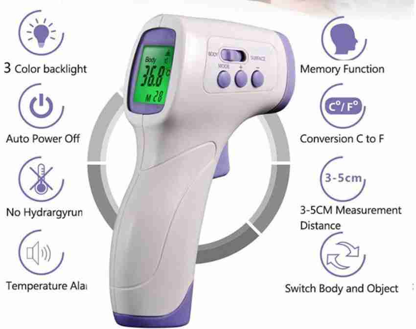 Infrared Forehead Thermometer 3 In 1 Non-contact Forehead Thermometer With  Fever Alert, 4-color Backlit Digital Display, Adult Thermometer With Memory