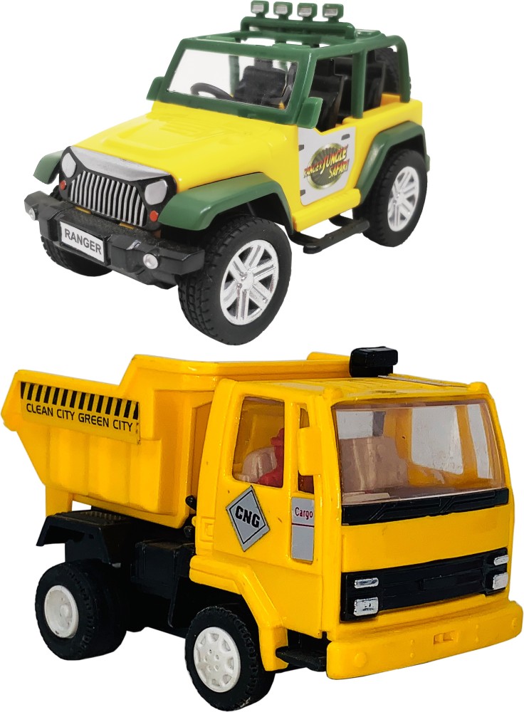 Giftary Set Of 2 Small Size Made Of Plastic Indian Automobile Indian Street Bike  Toy + Transport Trucks Toy For Children, Playing Toys For Boys, Made In  India