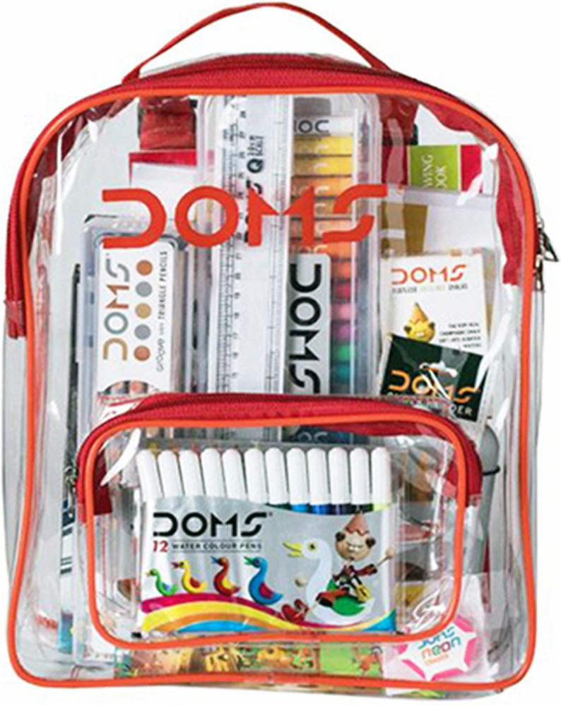 Flipkart DOMS Smart Kit school accessories Transparent Zipper Bag Art Set for Kids Drawing Stationery Smart Kit