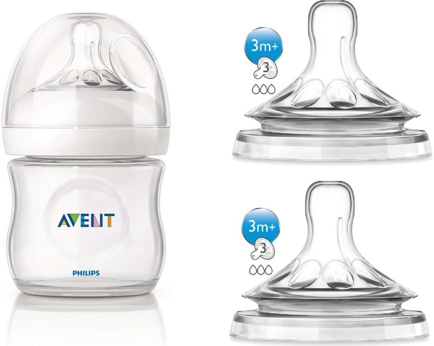 Philips Avent Natural baby bottle 125ml With 3 Holes Teats Medium Flow  Nipple Combo Pack - 125 ml - Buy Philips Avent Feeding bottle products in  India
