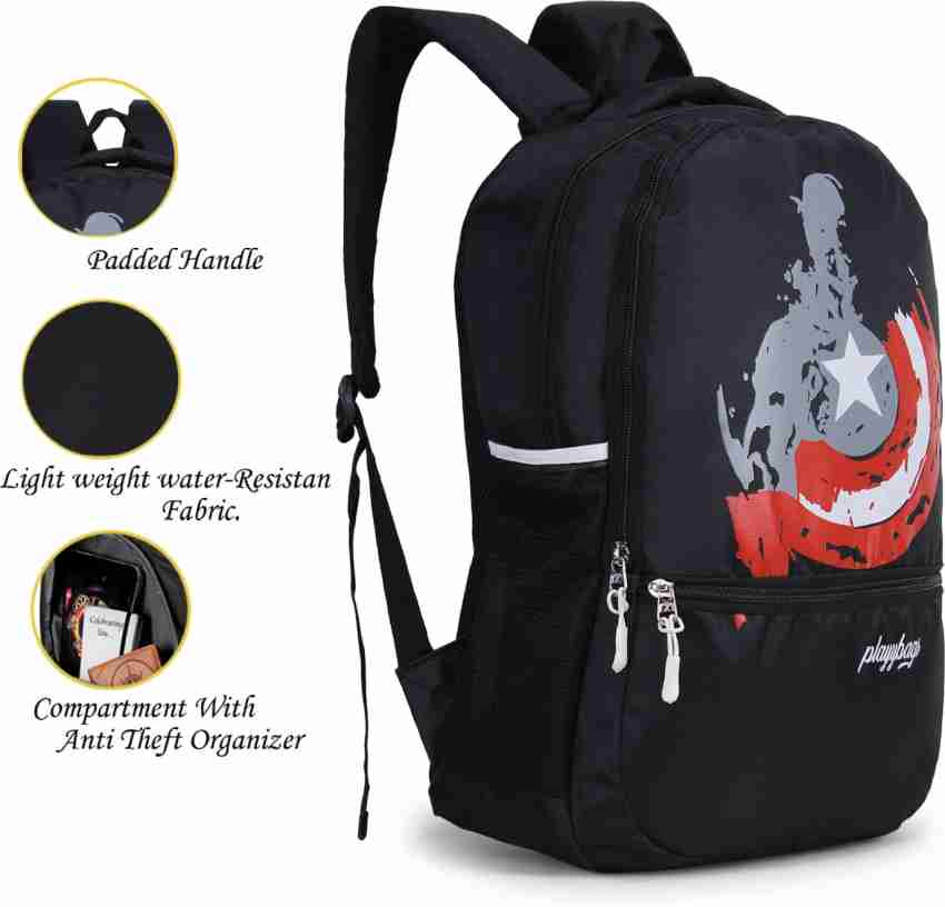 PLAYYBAGS Captain America Waterproof Laptop Bag 25 L Laptop Backpack Black Price in India Flipkart