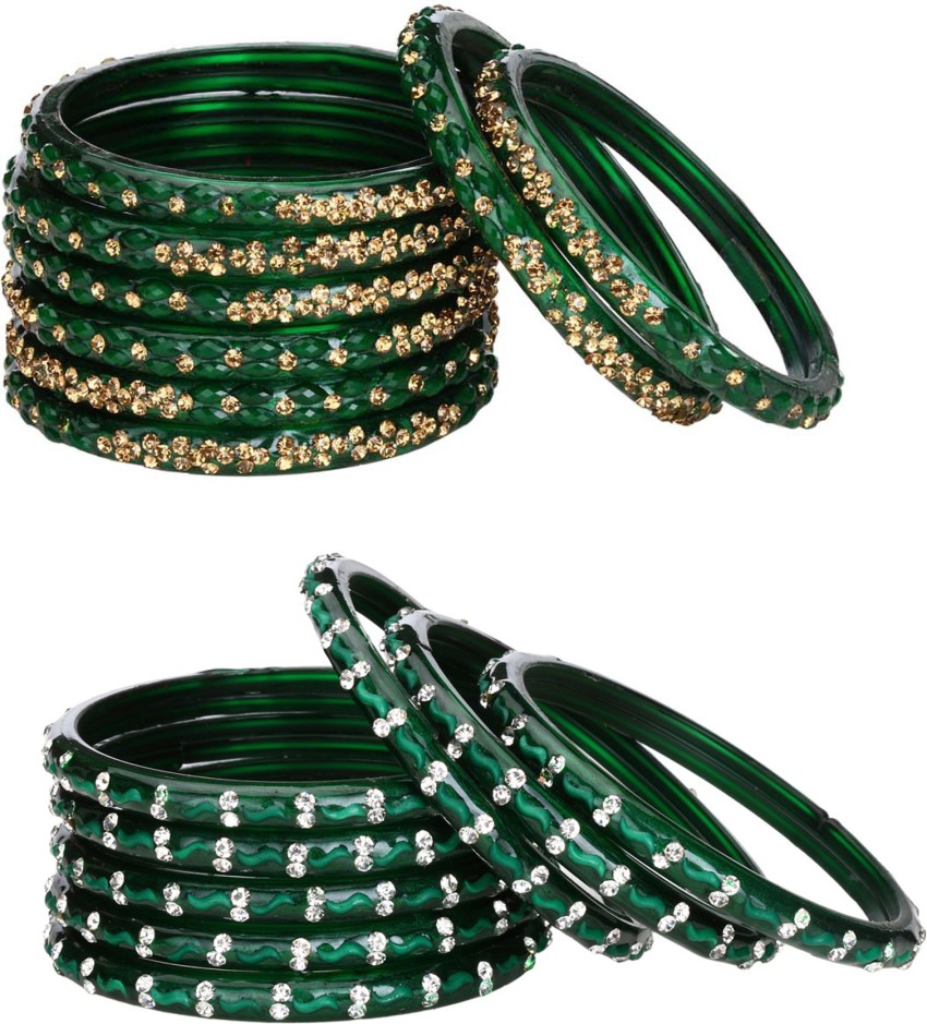 Green glass bangles on sale online