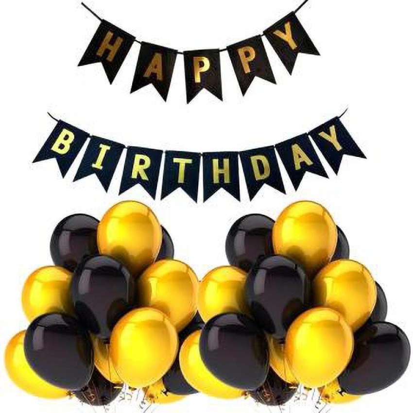 DECOR MY PARTY Happy Birthday Paper Banner with Golden Foil