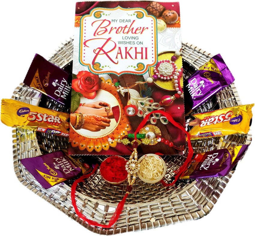 ZOROY Luxury Chocolate Rakhi Hamper for Brother Sister  Jute Box Rakhi set  with dry fruits