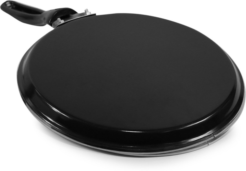 Aluminum Non-Stick Hard-Anodized Roti Tawa Griddle Pan with Riveted Handle  - 25cm, Grey