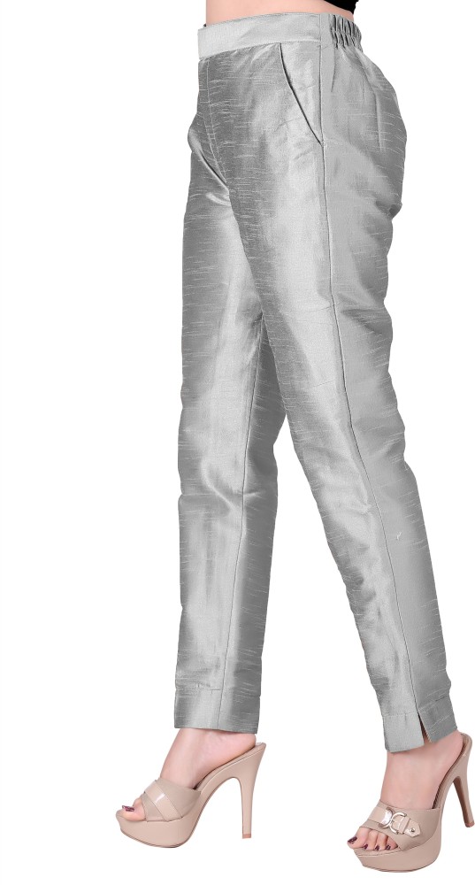 Colour Villa Slim Fit Women Silver Trousers Buy Colour Villa