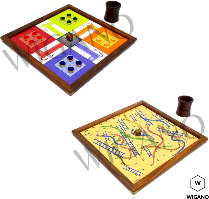 Wooden 2 in 1 Ludo Game /snakes & Ladder Game for Kids/adults. 