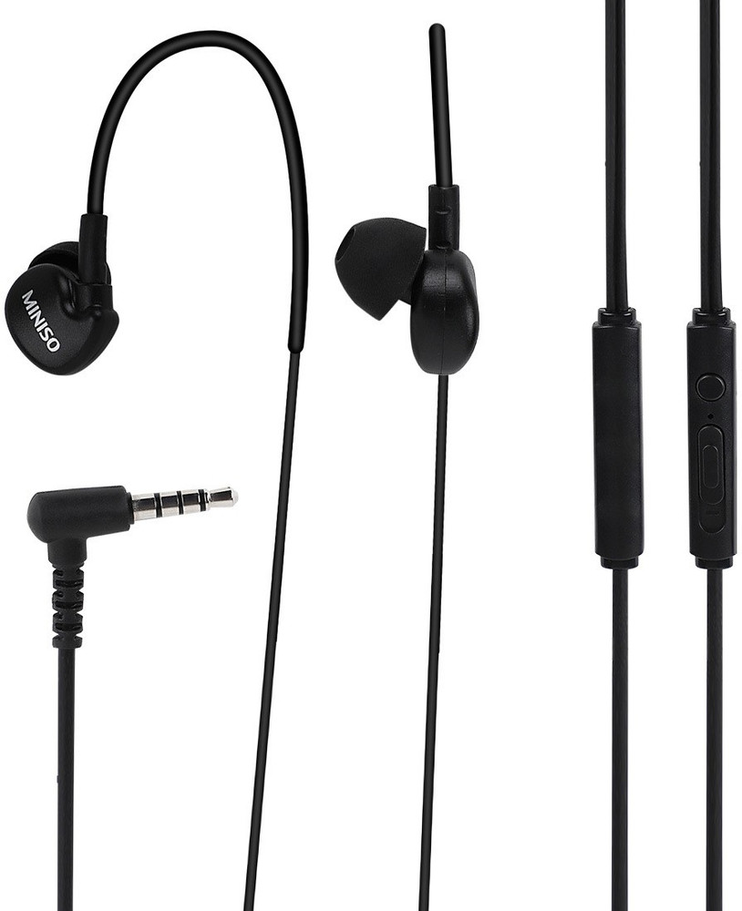 MINISO Black Earphones For Mobiles and 3.5 mm jack supported devices Wired Price in India Buy MINISO Black Earphones For Mobiles and 3.5 mm jack supported devices Wired Online MINISO Flipkart