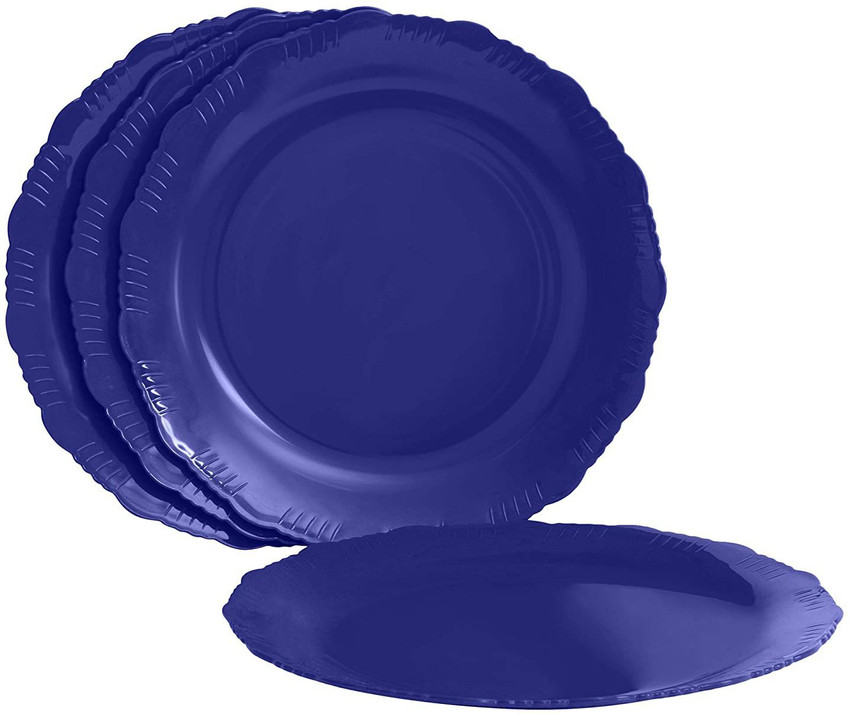 Blue plastic dinner plates top