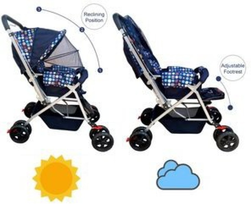 sunbaby Angel baby Stroller/ pram for New Born 0-3 years, Extra wide/Thick  Cushion seat , Reversible Handle, mosquito net, best for kids / toddlers,  light weight foldable umbrella canopy stroller Stroller 