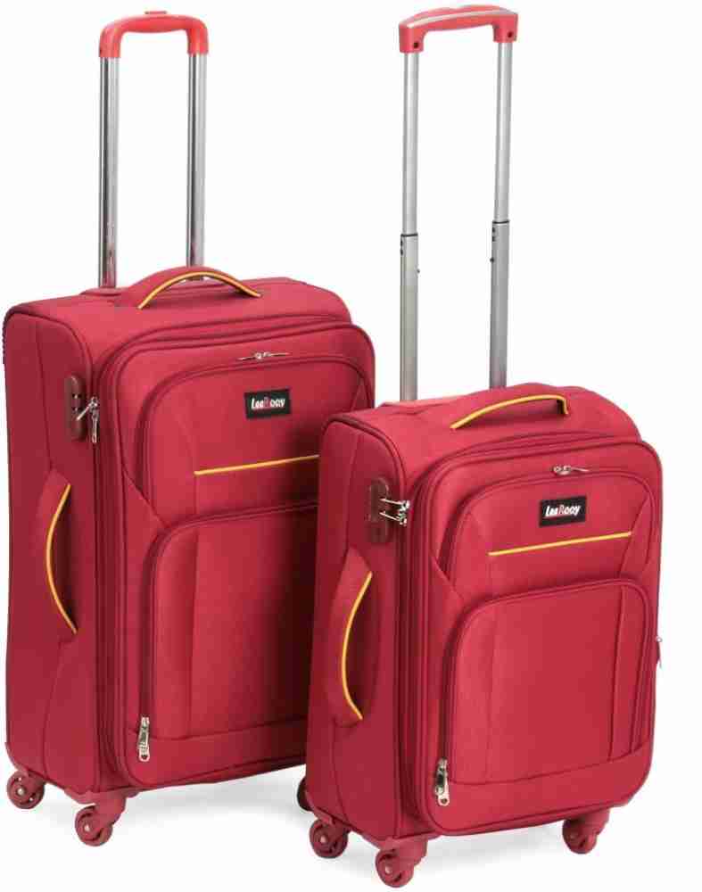 Safari Prisma 55 Cms & 65 Cms Small & Medium Polyester Soft Sided 4 Spinner  Wheels Luggage/Suitcase/Trolley Bag-Red