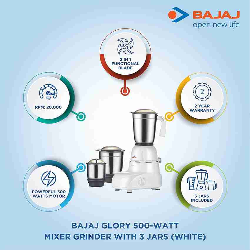 Bajaj glory 500 watt 500 w mixer grinder hot sale