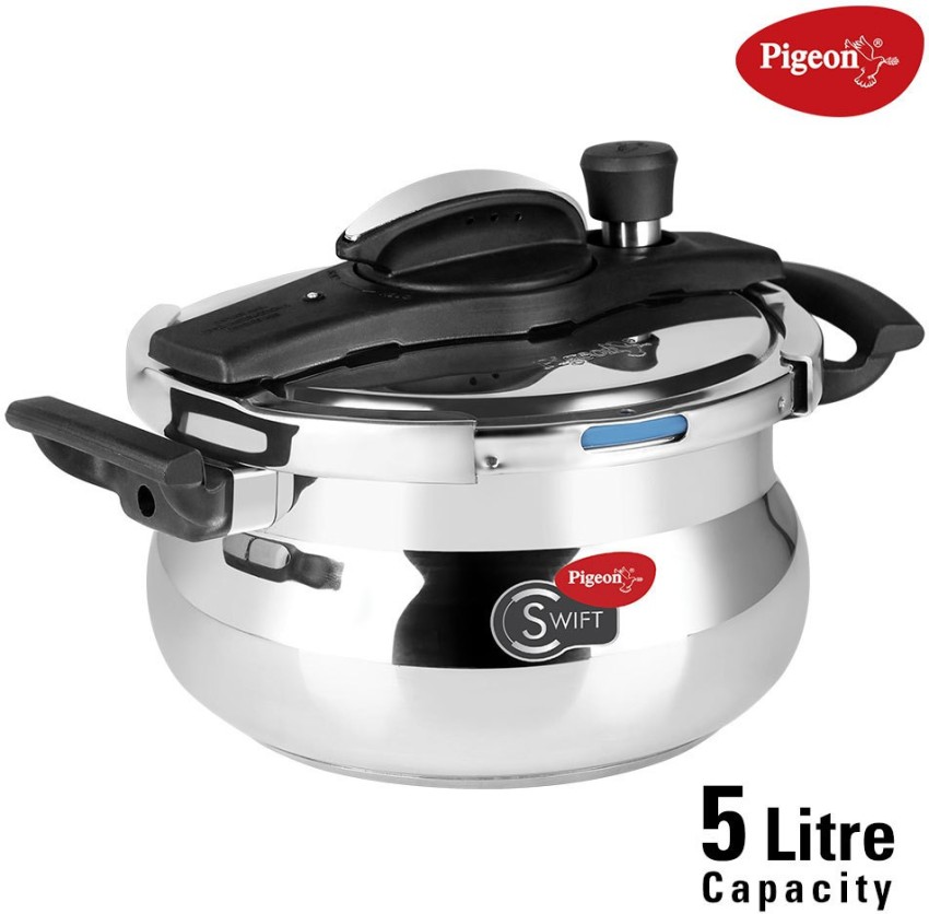 Pigeon Swift Stainless Steel 5 Litre Pressure Cooker 5 L Induction Bottom Pressure Cooker