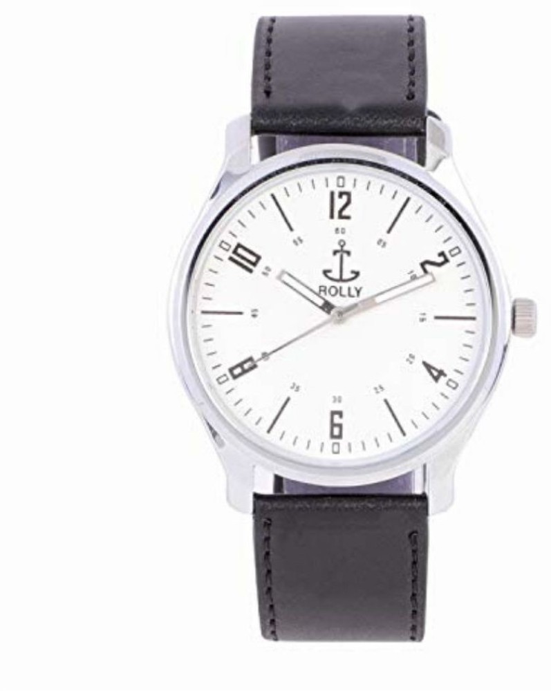 Rolly Analog Watch - For Men - Buy Rolly Analog Watch - For Men Watches  Black Leather Strap White Dial Men's Watch Online at Best Prices in India