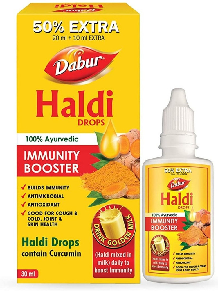 Dabur Haldi Drops- 50% Extra: Extract for Immunity Boosting (20ml +10ml) (3 Piece) Price in India - Buy Dabur Haldi Drops- 50% Extra: Extract for Immunity Boosting (20ml +10ml) (3 Piece) online at Flipkart.com