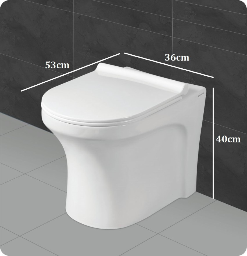 Belmonte Ceramic Floor Mounted European Water Closet/One Piece Western  Toilet Commode/WC/EWC Square S Trap 100mm / 4 Inch with Slow Motion/Soft  Close