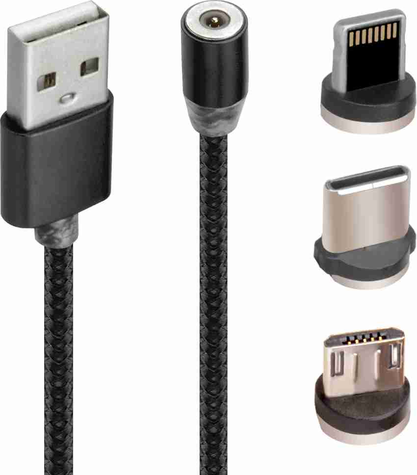  STATIK 360 Magnetic Phone Charger, USB to USB C Cable,  Micro-USB, Magnetic Charger for iPhone, 3-in-1 Tip Adapters, Cable Wrap  Organizer, Magnetic Charging Cable Type C Charger