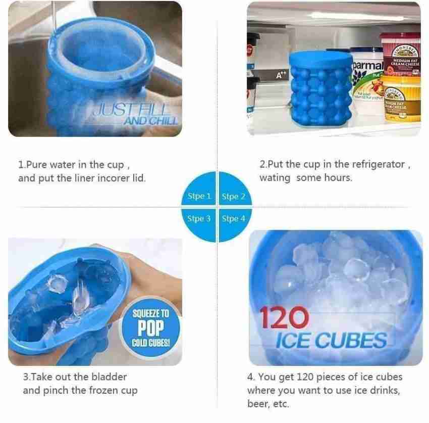 Ice Cube Maker, Silicone Ice Bucket with Lid Ice Cube Mold Ice Trays 120  Cubes R