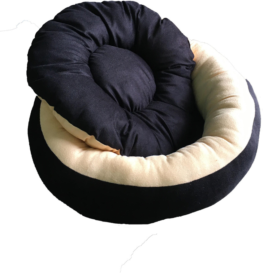 VetKart Velvet Round Bed with Reversible Cushion for Dog Cat Small