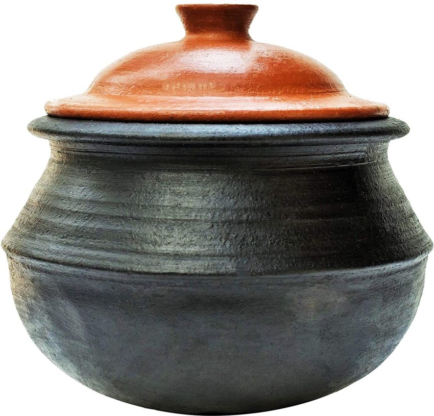 Unglazed Clay Pot for Cooking Serving With Lid/ Earthen Kadai