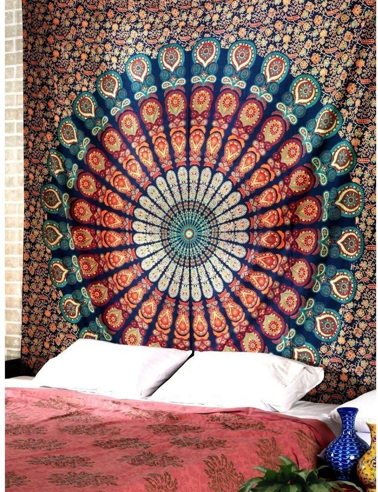 DORAYA COR Wall hanging blue Good Luck Hippie Psychedelic tapestry Blue twin Mandala Tapestry Tapestry Price in India Buy DORAYA COR Wall hanging blue Good Luck Hippie Psychedelic tapestry Blue twin