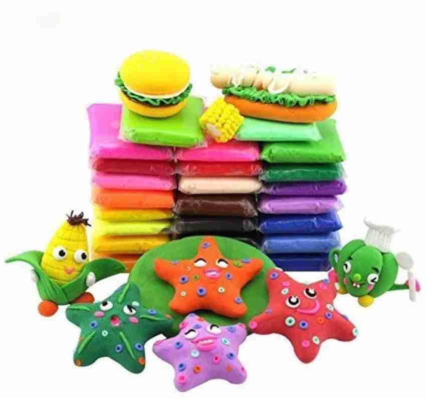 Modelling Clay Kit - 24 Colors Air Dry Ultra Light Magic Clay, Soft & Stretchable DIY Molding Clay with Tools, Animal Accessories, Easy Storage B