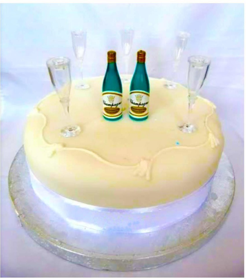 Bottle champagne anniversary cake