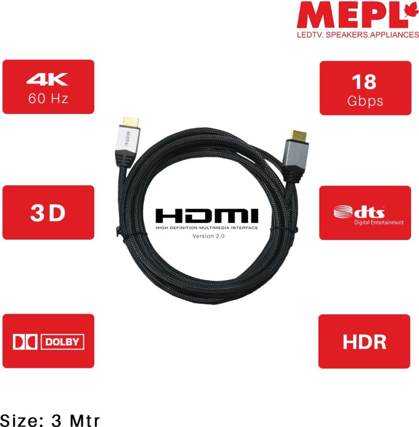 HDMI 2.1 HDMI Cable, M/M, Silver Zinc Alloy shell, Black nylon braid cable,  Support 8K@60HZ, 3M