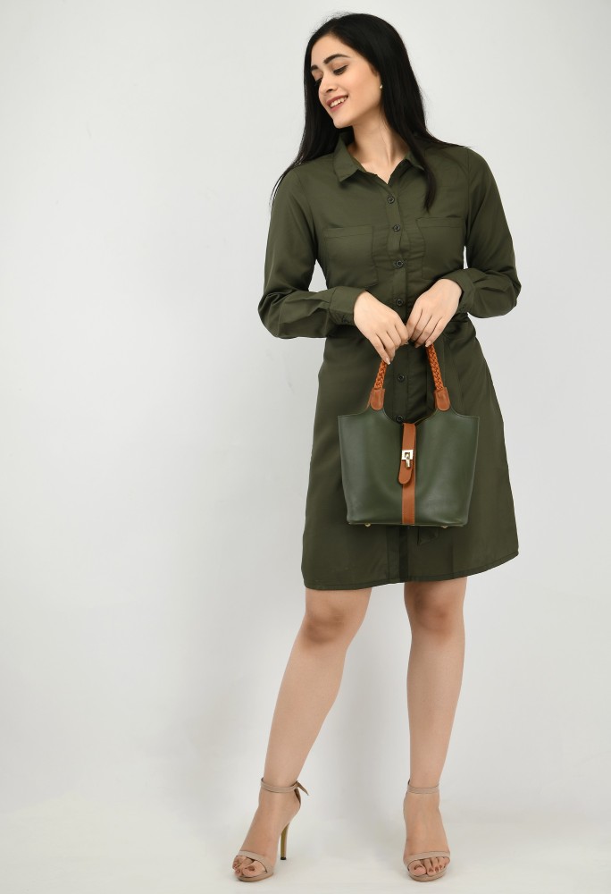 Womens olive clearance green dress