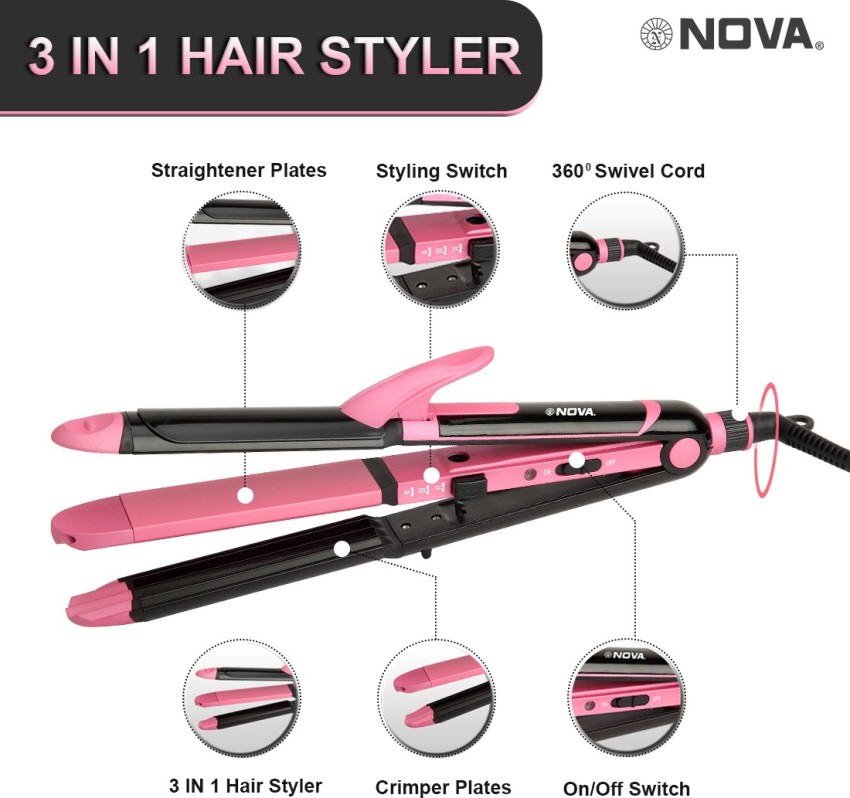 Nova 3 in 1 shop hair straightener and curler