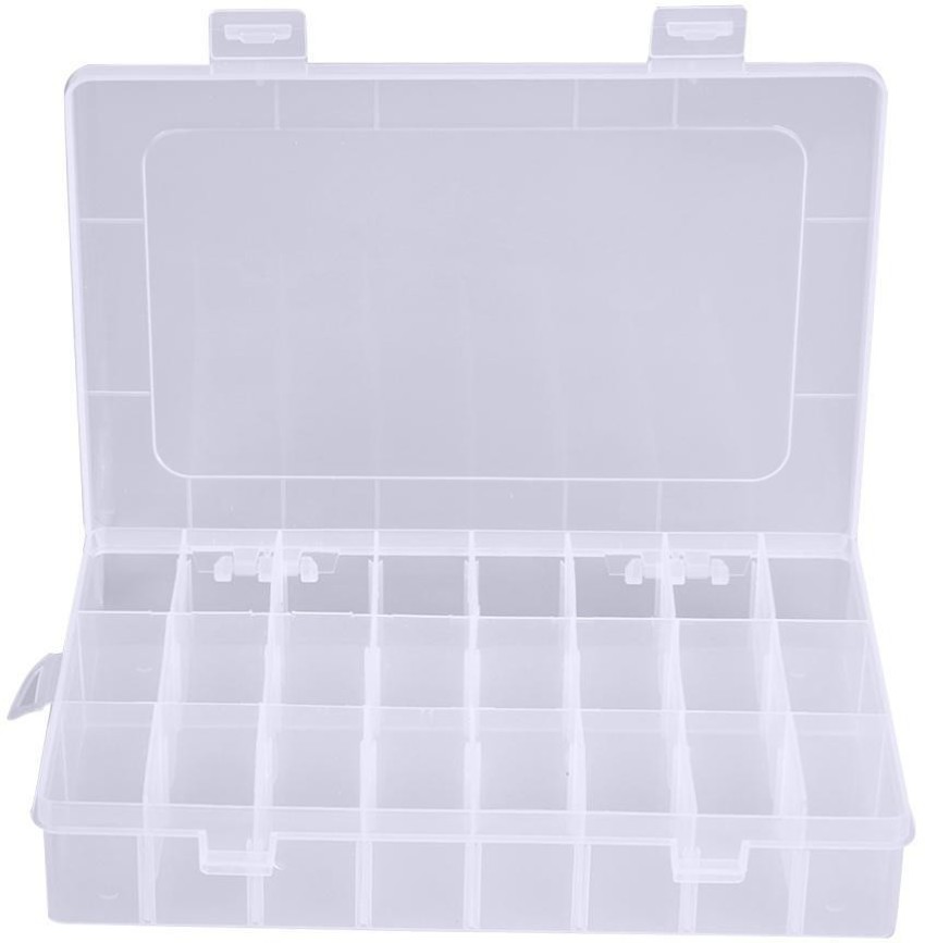 V_GADGETS Transparent Storage Plastic Box with 24 Compartments for