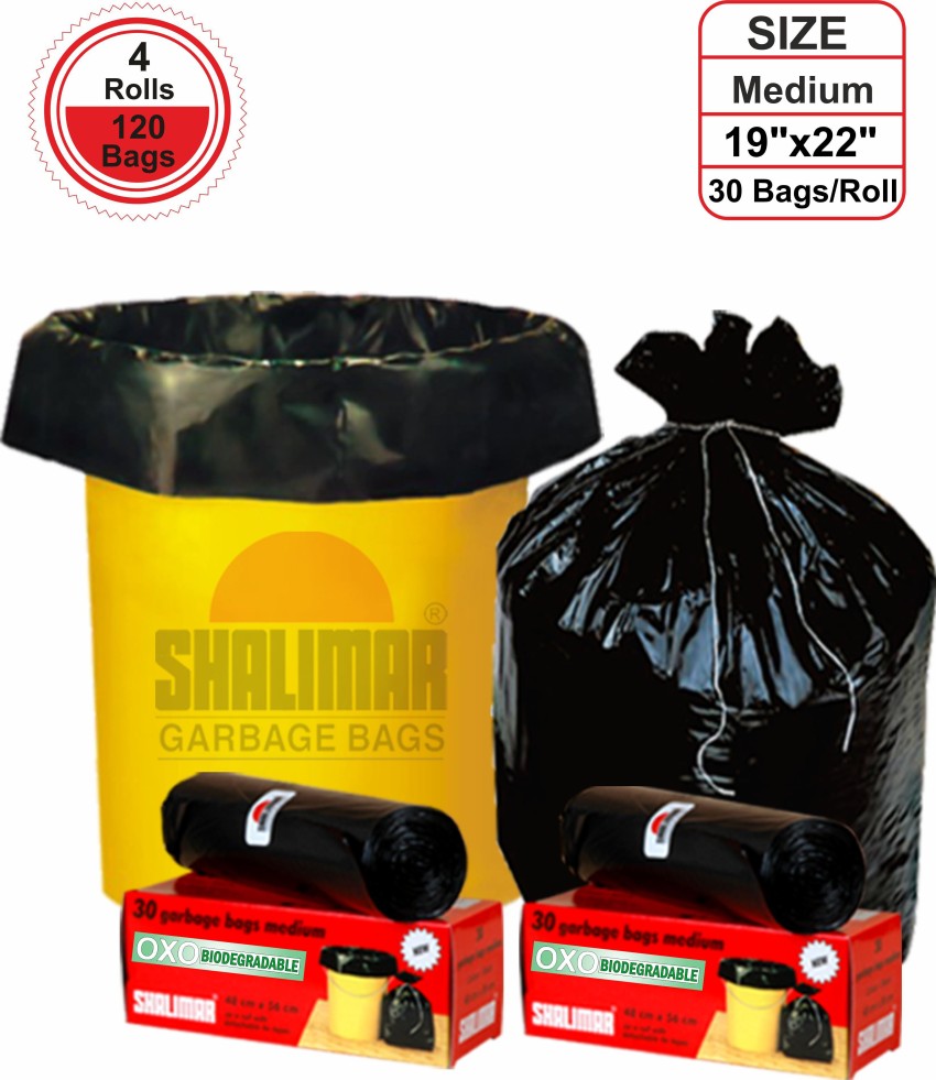 Shalimar Premium Oxo - Biodegradable Garbage Bags 17 X 19 Inches (Small)  180 Bags (6 Rolls) Dustbin Bag/Trash Bag - Black Color 