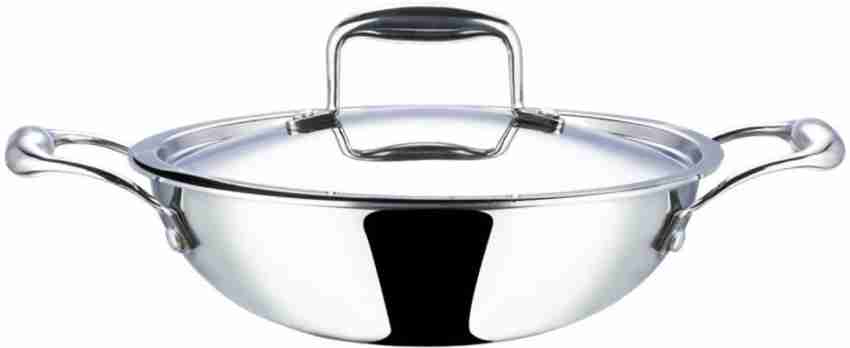 Vinod Platinum Triply Stainless Steel Extra Deep Kadai with Lid