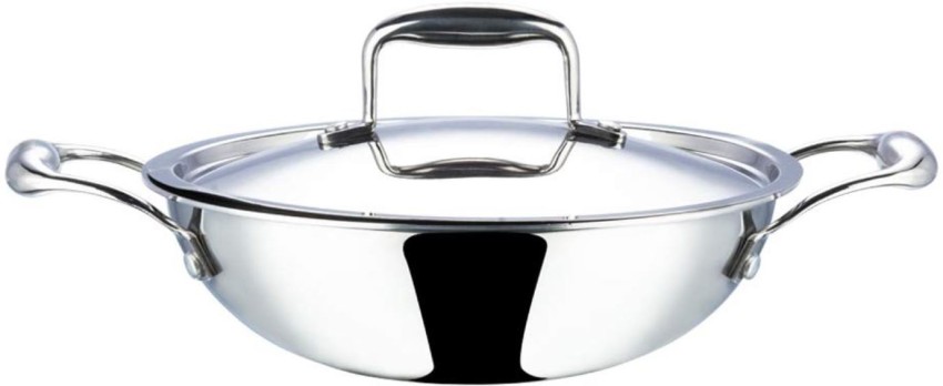 Buy Vinod Platinum Triply Stainless Steel Kadai With Lid Online at