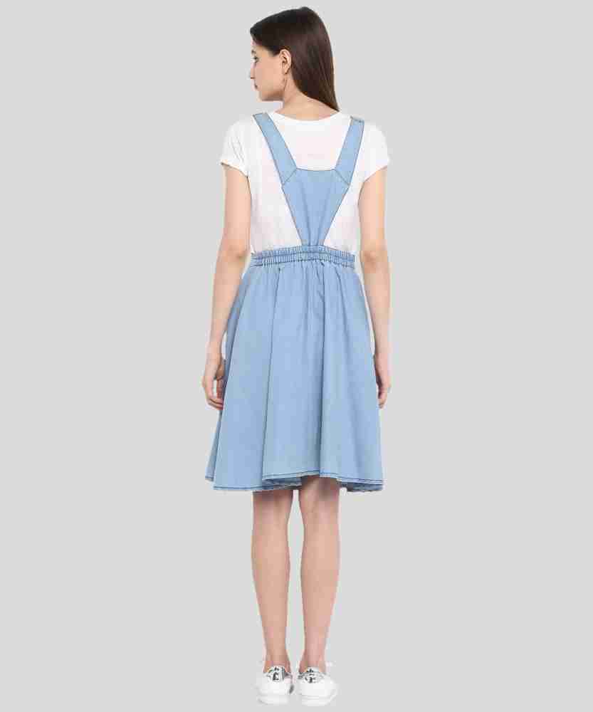 Buy BuyNewTrend Twill Blue Pinafore Dungaree Dress with Striped Top For  Women Online at Best Prices in India - JioMart.