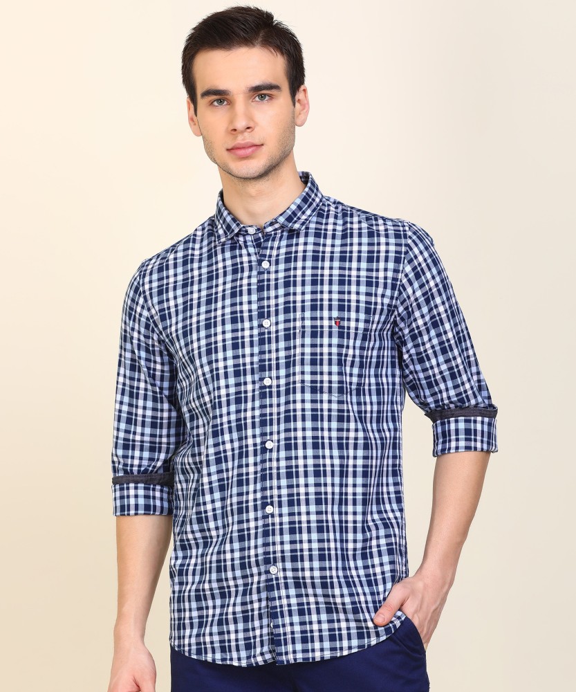 LOUIS PHILIPPE Men Checkered Casual Dark Blue Shirt - Buy LOUIS PHILIPPE  Men Checkered Casual Dark Blue Shirt Online at Best Prices in India