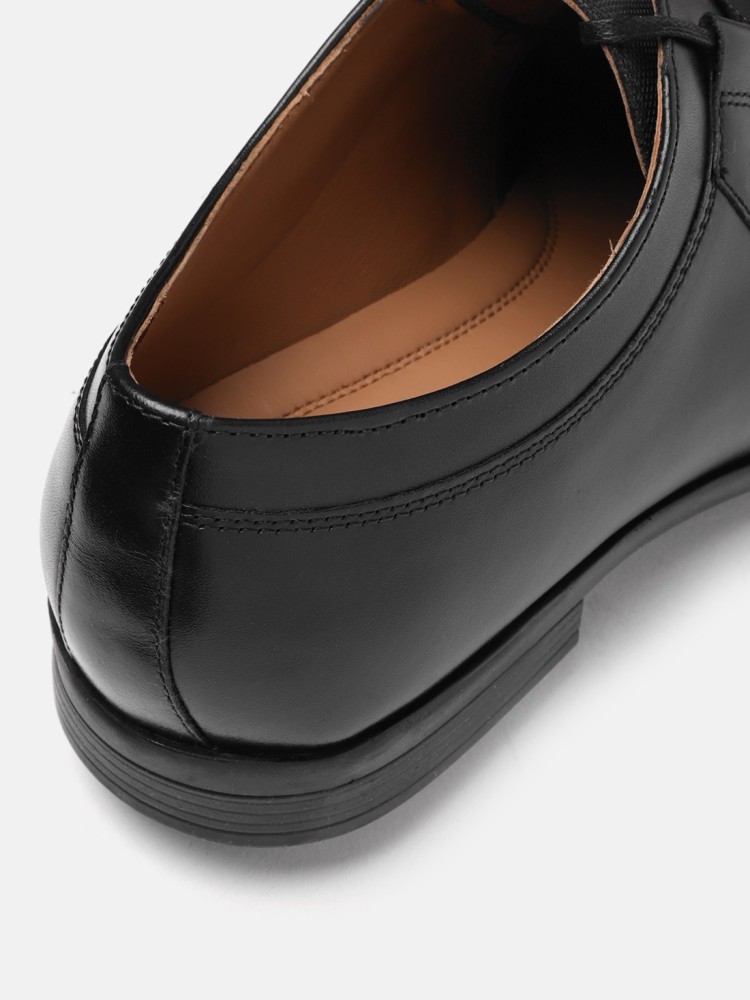 Buy Louis Philippe Men Black Solid Leather Formal Derbys - Formal
