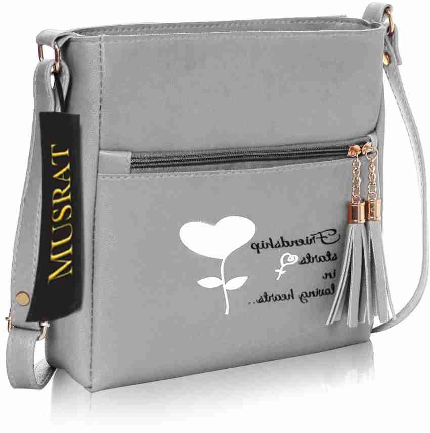 MUSRAT Grey Sling Bag Latest Trend Party Wear Handbag & Sling Bag with Adjustable  Strap for Girls and Women's GREY - Price in India