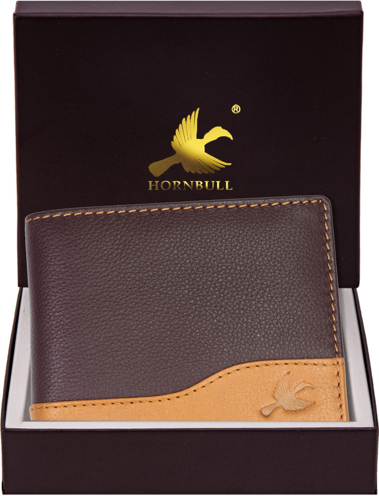 HORNBULL Men Casual Brown Tan Genuine Leather Wallet Multicolor